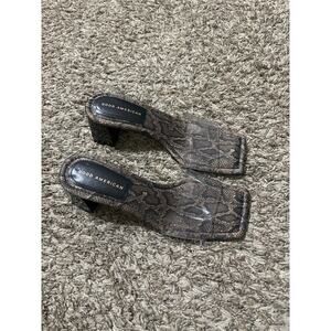 Good American Block Heel Snake Clear Strap 9